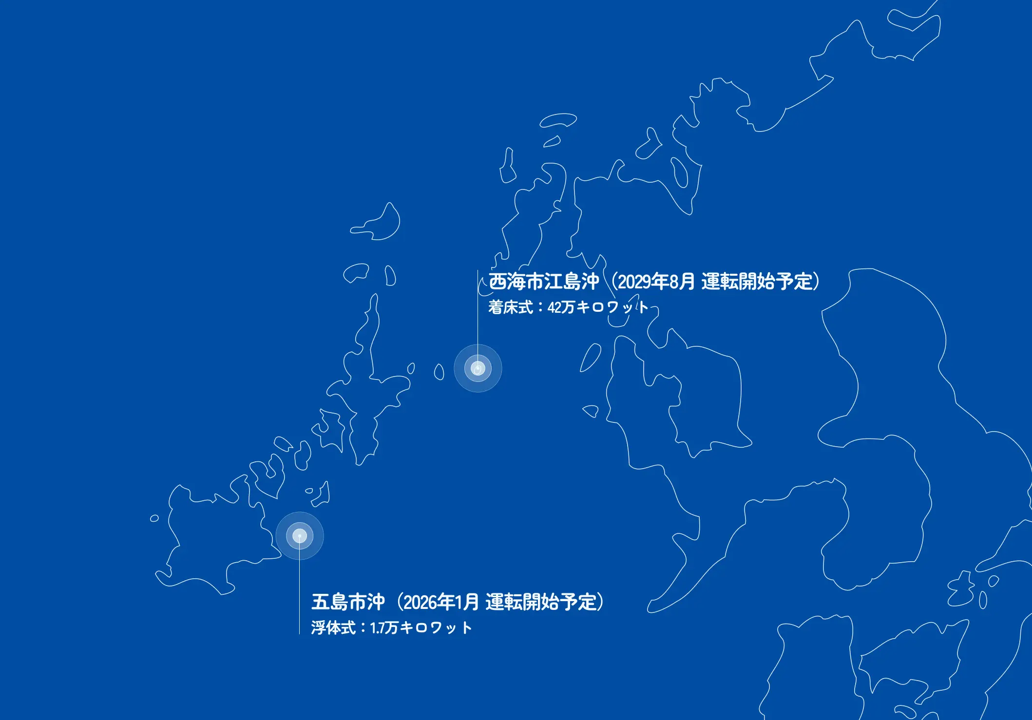 図:長崎県内の主な洋上風力発電事業